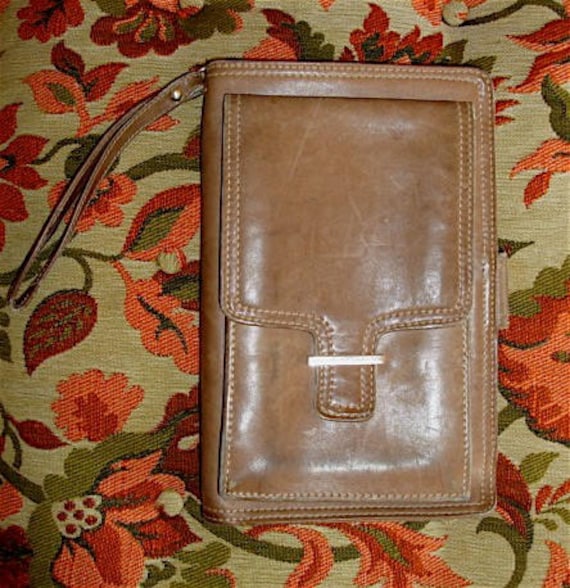 Italian Leather Clutch Bag, Wristlet Organizer vi… - image 1