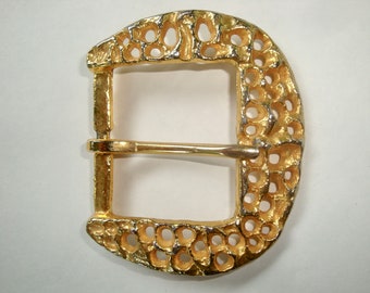 Large Brutalist Gold Belt Buckle 1970s Modernist