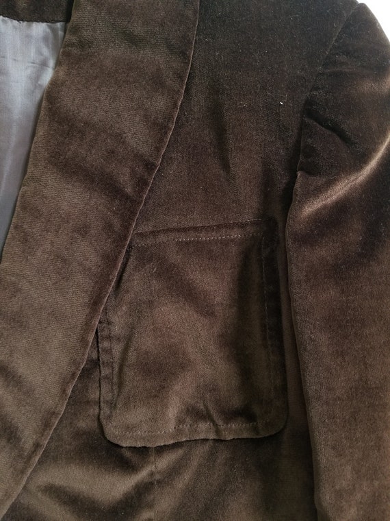 Chocolate Brown Velvet Blazer Cropped Jacket Vint… - image 2