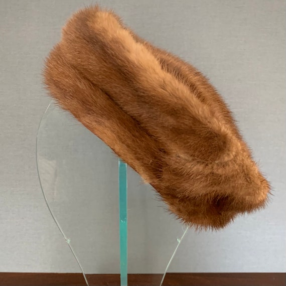 Vintage Brown Mink Fur Pillbox Hat 1950s or 1960s - image 4