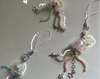 Jellyfish Phone Charm - Beaded Aesthetic Keychain