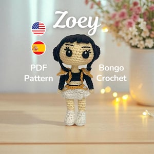 Zoey Crochet Amigurumi Pattern – Kpop Demon Hunters PDF (English & Español) - Detailed - Golden Outfit - Huntrix