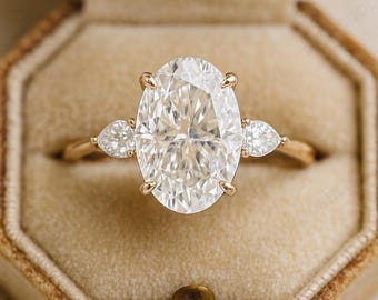 Oval cut Moissanite Engagement Ring,Stacking ring.14K/18K Rose Gold,vintage Unique pear diamond Cluster ring women, wedding Bridal ring