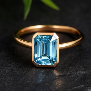 Aquamarine Dainty Ring, Gold Minimalist Ring, March Birthstone Ring, Sterling Silver Ring, Thin Ring, Delicate Ring, Gift for Her, Gemstone