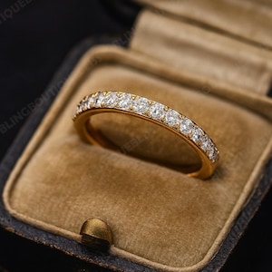 Klassischer Gold Diamant Eternity Ring - Zeitloser Hochzeits- oder Stapelring für Sie | Zierliches Geschenk für Jahrestag, Geburtstag oder Vorschlag
