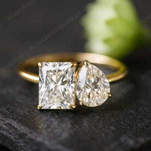 Toi et Moi Ring, Promise Ring, Engagement Ring, Two Stone Ring, Wedding Ring, Anniversary Gift, Gift for Her Dual Moissanite Gift For Wife