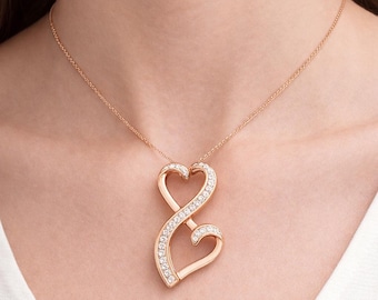 2025 collana con doppio cuore 925 in argento sterling di alta qualità collana co