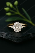 2.50CT Oval Cut Moissanite Engagement Ring, Round Diamond Cluster Wedding Ring, 14K Solid Gold Solitaire Ring, Anniversary Ring Gift For Her product logo