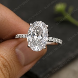 2.5 Ct Oval Cut Moissanite Ring, Moissanite Oval Engagement Ring, Moissanite Hidden Halo Wedding Proposal Ring Personalized Gift For Wife