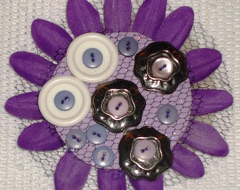 OOAK fabric brooch "Purple Haze"