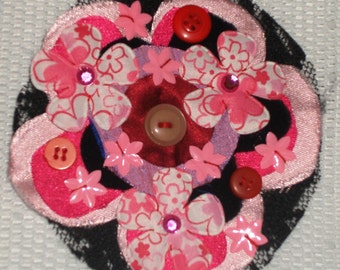 OOAK Fabric brooch "Glam Barbie"