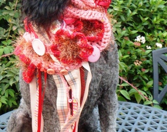 Arty Scarf in Peach, Red and Ochre mix