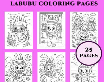 LABUBU Coloring Pages, 25 Printable Activity Sheets (PDF)