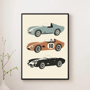 Vintage Car Wall Art, Retro Car Prints, Kids Room Decor, Boys Room Art, Classic Car Nursery Decor, Teen Room Car Poster