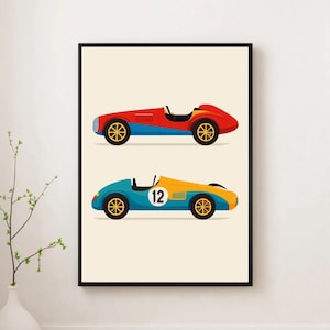 Vintage Car Wall Art, Retro Car Prints, Kids Room Decor, Boys Room Art, Classic Car Nursery Decor, Teen Room Car Poster