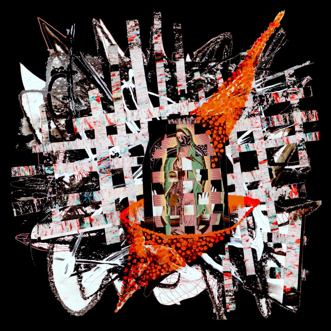 Abstract Mary Art Print | Woven Collage Woman Portrait | Spiritual ...