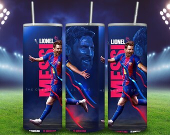 Lionel Messi 20oz Skinny Tumbler Wrap | Miami Football Sublimation Design PNG | Digital Soccer Cup Wrap | Messi PNG Football Fan Gift