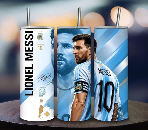 Messi Tumbler Wrap 20oz PNG, Argentina Soccer Skinny Tumbler Sublimation Design, Football Fan Digital Download, GOAT Number 10 Wrap