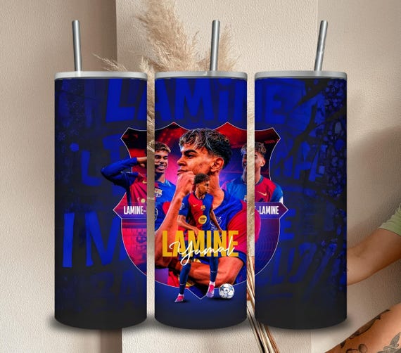 Lamine Yamal Barca Tumbler Wrap | Spain Soccer Fan Gift | 20oz Skinny Sublimation PNG | Signed Effect Football Digital Download