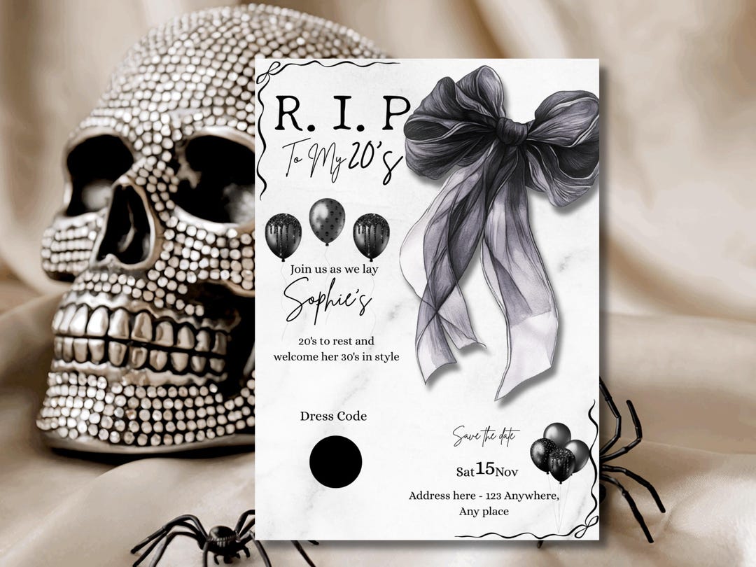 RIP to My 20s Invitation Template, 30th Birthday Funeral Invite, Canva