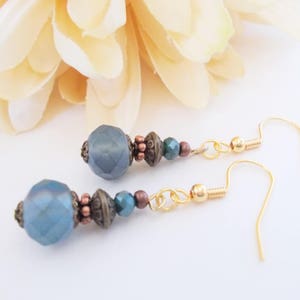 Something Blue for Bride from Sister, Dusty Blue Earrings Dangle, Hypoallergenic, Blue Pearl Earrings Handmade, 7th Anniversary Gift for Her image 1