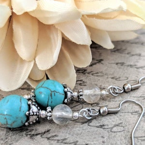 Sterling Silver Turquoise Earrings Dangle, Southwestern Jewelry for Women, Trendy Earrings Silver, Bohemian Earrings, Birthday Gift for Wife image 4