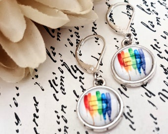 Sterling Silver LGBTQ Earrings, Rainbow Pride Earrings Gift for BFF, Coming Out Gift, Cute Earrings for Tween Girls Christmas Gift for Niece