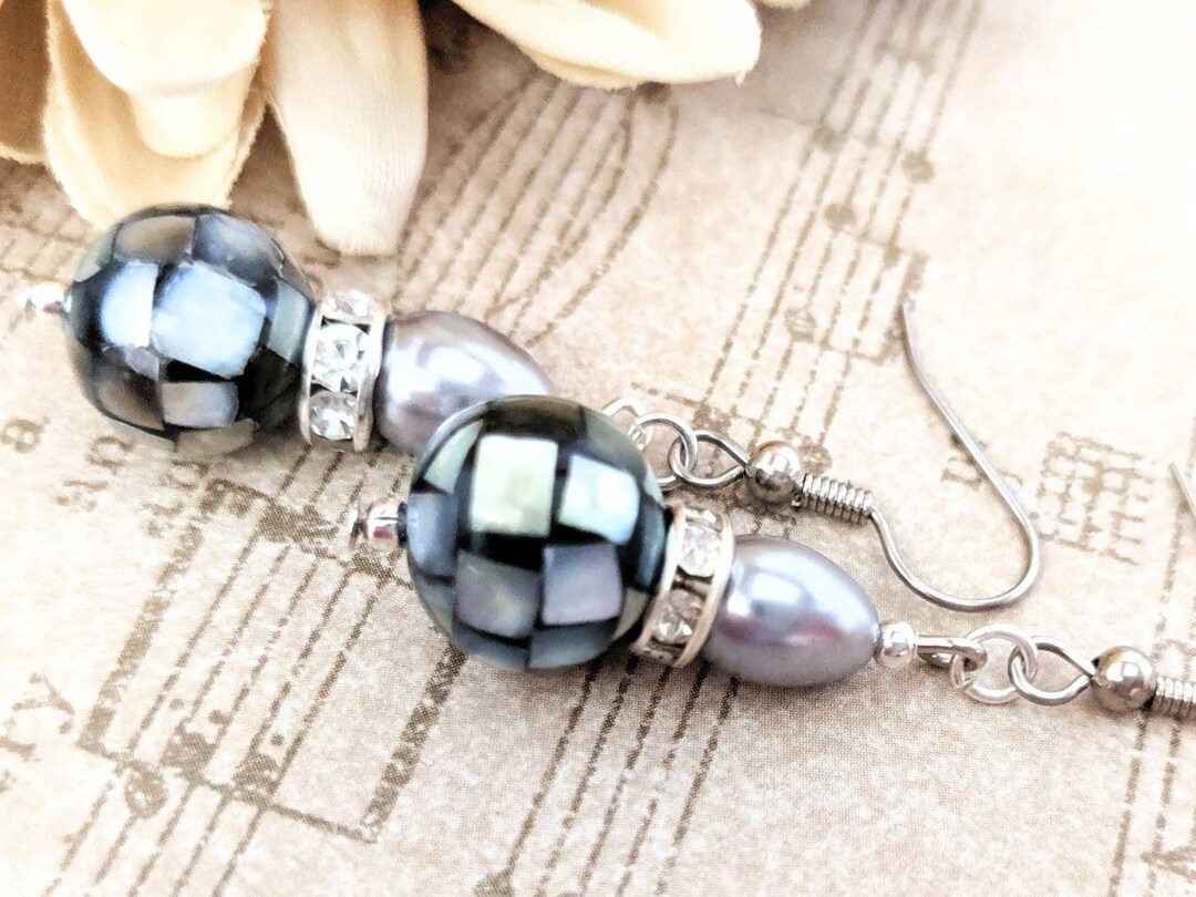 Sterling Silver Pearl Teardrop Earrings Dangle, Mother of Pearl ...