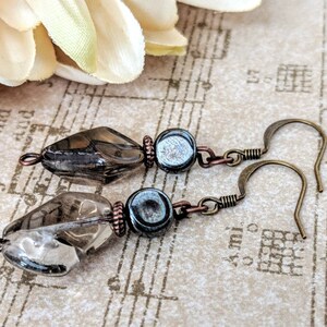 Smoky Quartz Earrings, Boho Dangle Earrings Gray Bridesmaids Earrings Gift for Her, Minimalist Jewelry Wedding Earrings, Gift for Mother image 6