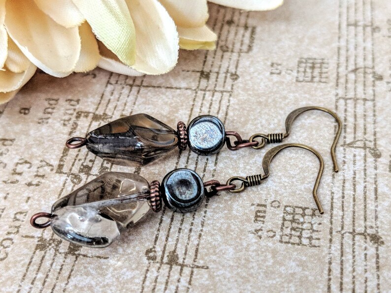 Smoky Quartz Earrings, Boho Dangle Earrings Gray Bridesmaids Earrings Gift for Her, Minimalist Jewelry Wedding Earrings, Gift for Mother image 6