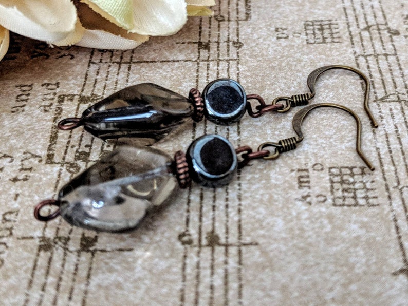 Smoky Quartz Earrings, Boho Dangle Earrings Gray Bridesmaids Earrings Gift for Her, Minimalist Jewelry Wedding Earrings, Gift for Mother image 5