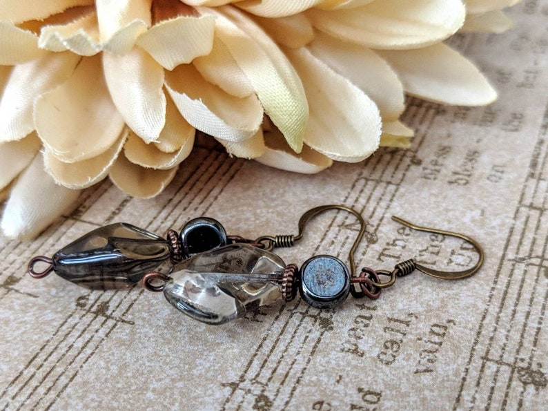 Smoky Quartz Earrings, Boho Dangle Earrings Gray Bridesmaids Earrings Gift for Her, Minimalist Jewelry Wedding Earrings, Gift for Mother image 3