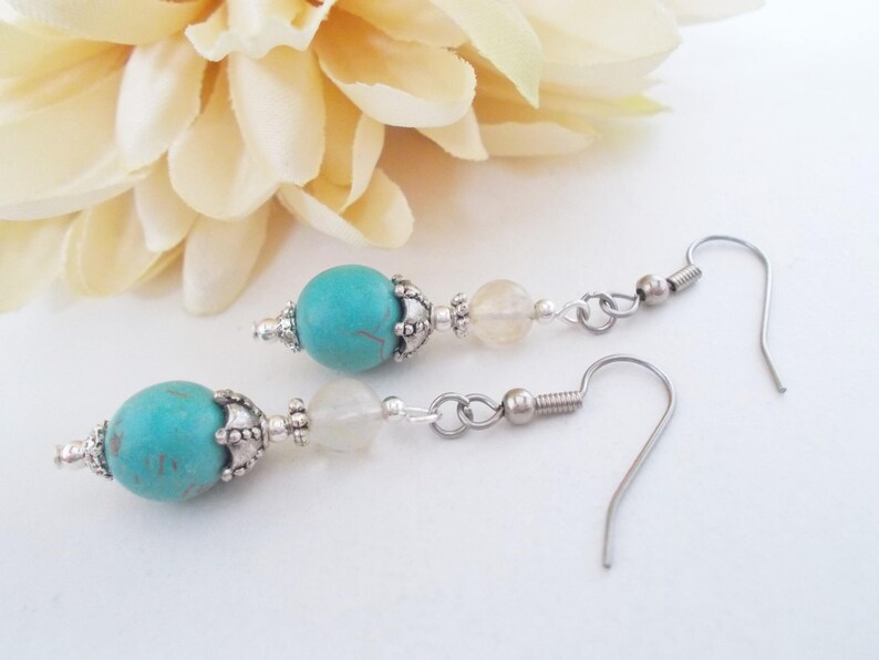 Sterling Silver Turquoise Earrings Dangle, Southwestern Jewelry for Women, Trendy Earrings Silver, Bohemian Earrings, Birthday Gift for Wife image 5