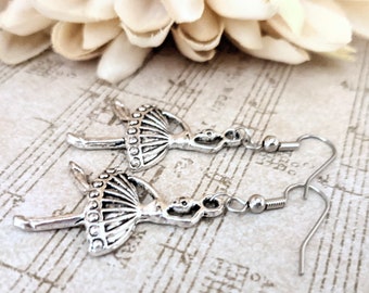 Sterling Silver Ballerina Earrings, Ballet Dancer Jewelry Gift for Her, Dance Teacher Gifts for Women, Cute Basket Stuffers for Tween Girl