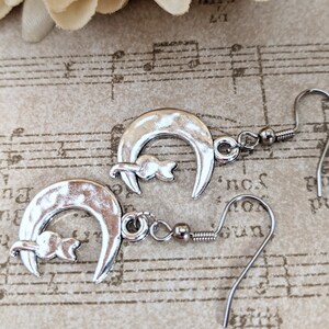 Sterling Silver Cat on the Moon Earrings Dangle, Celestial Jewelry Witchy Gifts for Women, Birthday Gifts for Cat Lovers, Vet Gift for Her image 5