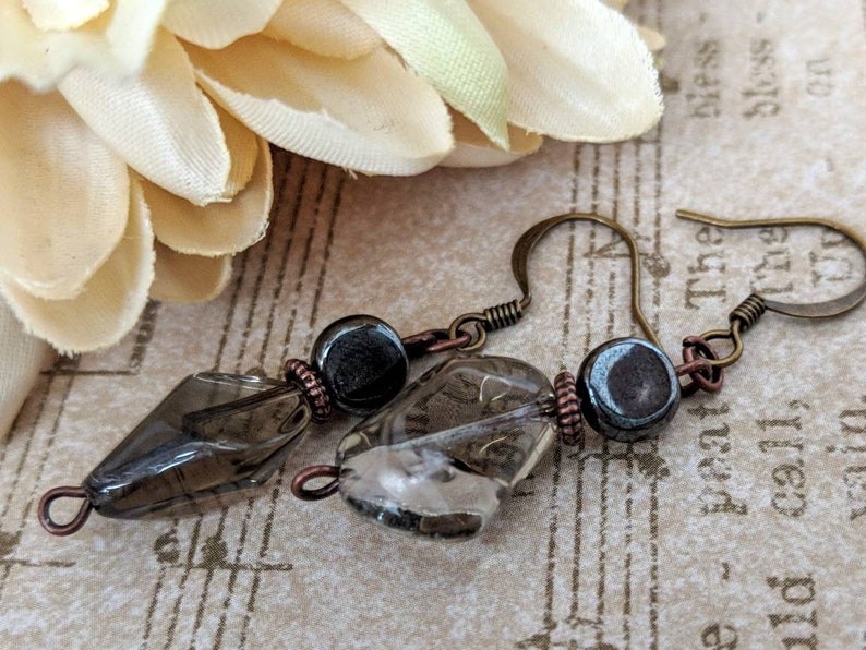 Smoky Quartz Earrings, Boho Dangle Earrings Gray Bridesmaids Earrings Gift for Her, Minimalist Jewelry Wedding Earrings, Gift for Mother image 7