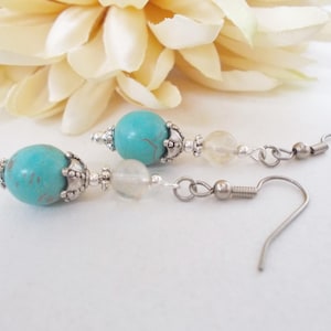 Sterling Silver Turquoise Earrings Dangle, Southwestern Jewelry for Women, Trendy Earrings Silver, Bohemian Earrings, Birthday Gift for Wife image 6