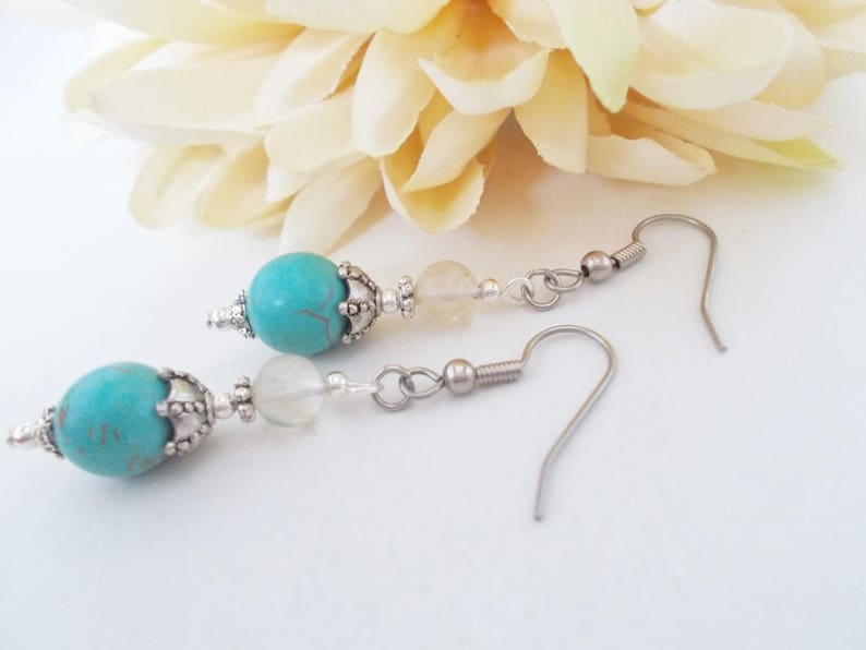 Sterling Silver Turquoise Earrings Dangle, Southwestern Jewelry for Women, Trendy Earrings Silver, Bohemian Earrings, Birthday Gift for Wife image 8