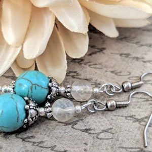 Sterling Silver Turquoise Earrings Dangle, Southwestern Jewelry for Women, Trendy Earrings Silver, Bohemian Earrings, Birthday Gift for Wife image 2