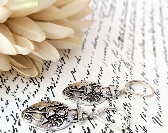 Sterling Silver Mushroom Earrings Dangle, Celestial Earrings Lunar Jewelry Gift for Her, Pagan Gifts for Sister, Mushroomcore Gift for BFF