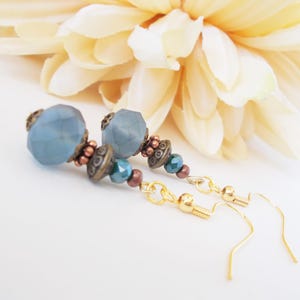 Something Blue for Bride from Sister, Dusty Blue Earrings Dangle, Hypoallergenic, Blue Pearl Earrings Handmade, 7th Anniversary Gift for Her image 6