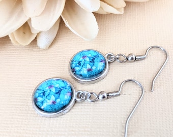 Sterling Silver Ocean Blue Earrings Dangle, Cute Earrings for Tweens, Easter Basket Stuffers for Teenage Girls, Beachcomber Gifts for Women