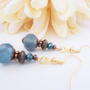 Something Blue for Bride from Sister, Dusty Blue Earrings Dangle, Hypoallergenic, Blue Pearl Earrings Handmade, 7th Anniversary Gift for Her image 2