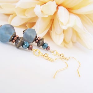 Something Blue for Bride from Sister, Dusty Blue Earrings Dangle, Hypoallergenic, Blue Pearl Earrings Handmade, 7th Anniversary Gift for Her image 7