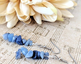 Sterlingzilveren sodalietoorbellen, donkerblauwe oorbellen bungelen, verjaardagscadeau voor zus, boho oorbellen handgemaakt, metafysische geschenken, boho