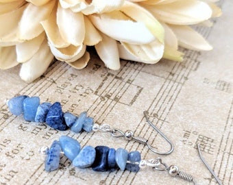 Sterling Silver Sodalite Earrings, Dark Blue Earrings Dangle, Birthday Gift for Sister, Boho Earrings Handmade, Metaphysical Gifts, Bohemian