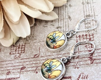 Sterling Silver Bumble Bee Earrings Dangle, Honey Bee Gifts for Women, Cute Earrings for College Kids, Summer Earrings, Ecofriendly Earrings