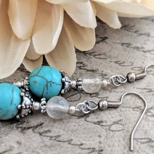 Sterling Silver Turquoise Earrings Dangle, Southwestern Jewelry for Women, Trendy Earrings Silver, Bohemian Earrings, Birthday Gift for Wife image 3