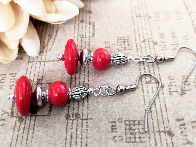 Best Selling Items July Birthday Gifts for Her Sterling Silver Red Bead Earrings Handmade Red Clip On Earrings Simple Boho Earrings