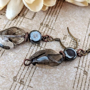 Smoky Quartz Earrings, Boho Dangle Earrings Gray Bridesmaids Earrings Gift for Her, Minimalist Jewelry Wedding Earrings, Gift for Mother image 2